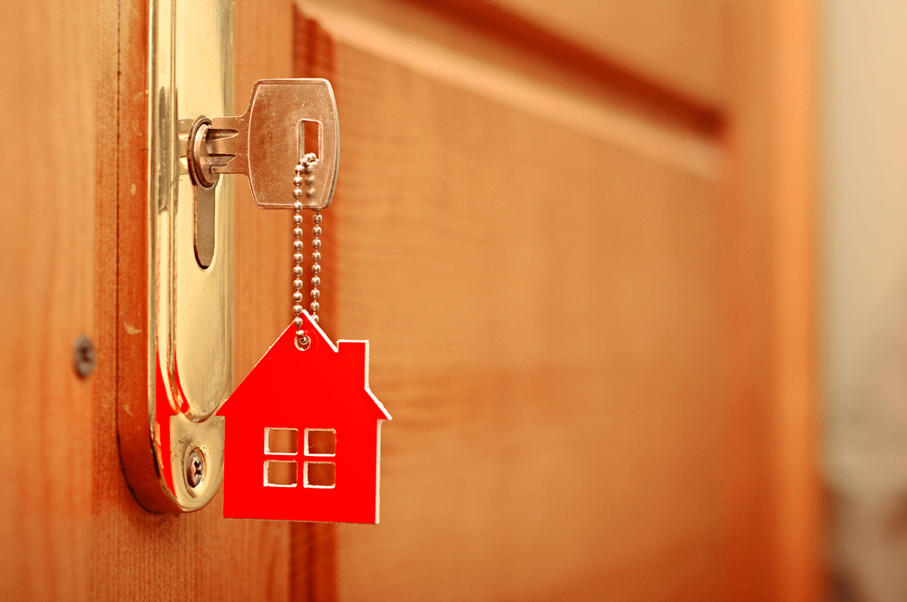 front door with key